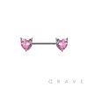 316L SURGICAL STEEL CZ CAT HEART NIPPLE RING